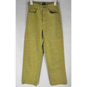 BDG Urban Outfitters Womens High Rise Loose Baggy Jeans Sz 25 Lime Green Grunge